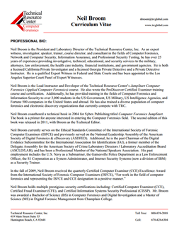 CV for Neil Broom Expert Witness in Computer Forensics Investigations in Missouri